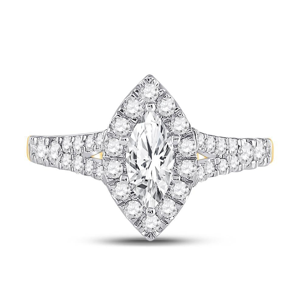 14kt Yellow Gold Marquise Diamond Halo Bridal Wedding Engagement Ring 1-1/4 Cttw