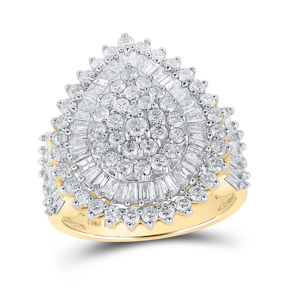 10kt Yellow Gold Womens Round Diamond Tear Cluster Ring 2 Cttw
