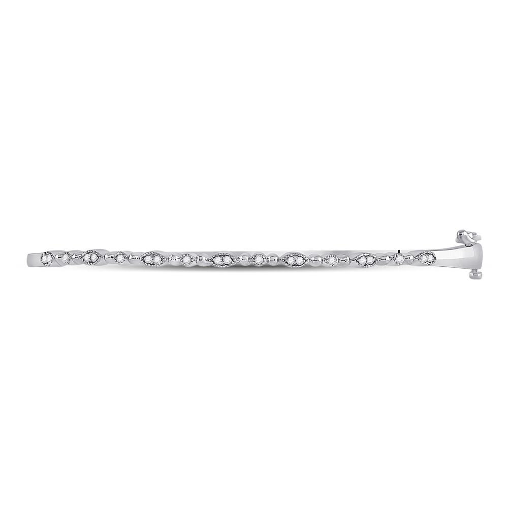 10kt White Gold Womens Round Diamond Stackable Bangle Bracelet 1/8 Cttw