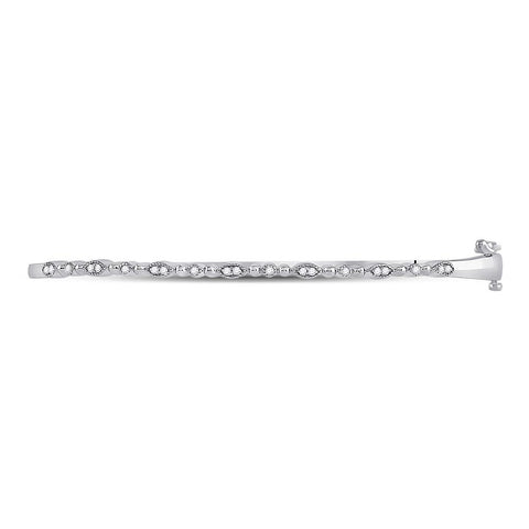 10kt White Gold Womens Round Diamond Stackable Bangle Bracelet 1/8 Cttw