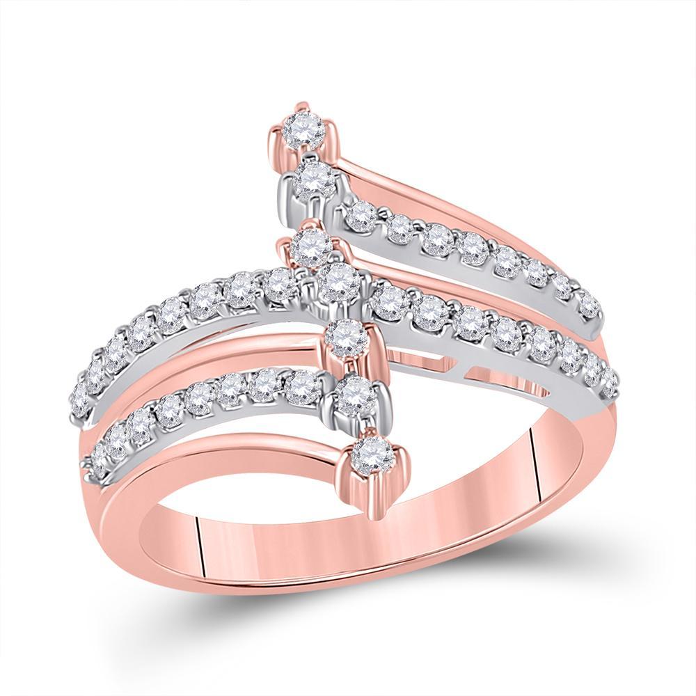 14kt Two-tone Gold Womens Round Diamond Modern Fashion Ring 1/2 Cttw