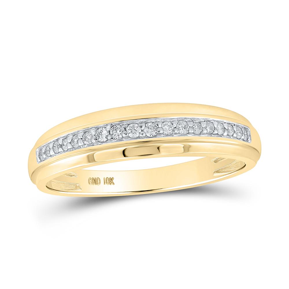 10kt Yellow Gold His Hers Round Diamond Square Matching Wedding Set 1/2 Cttw