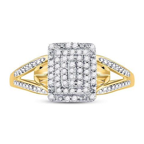 10kt Yellow Gold Womens Round Diamond Cluster Ring 1/6 Cttw