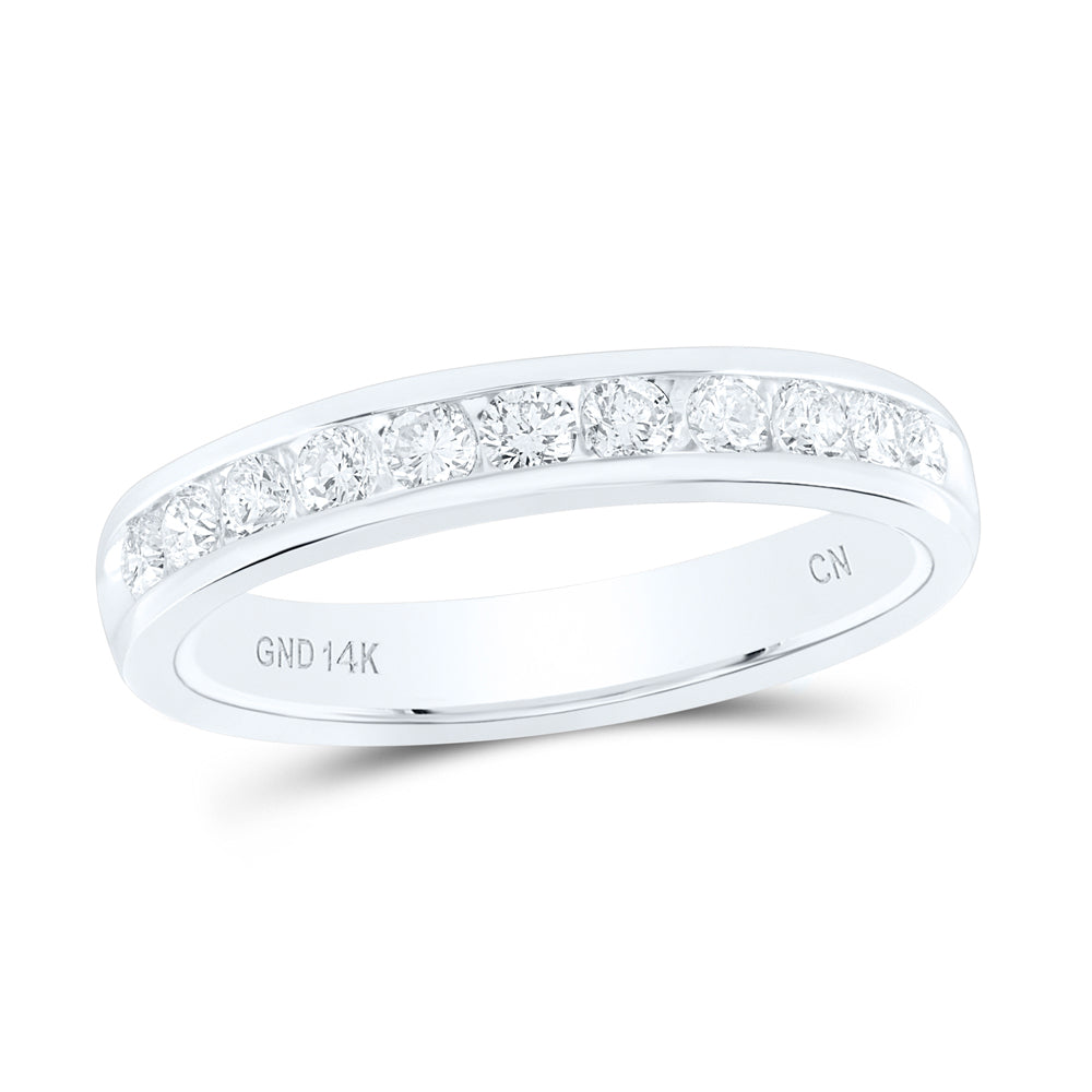 14kt White Gold Womens Round Diamond Wedding Machine Set Band 1/2 Cttw