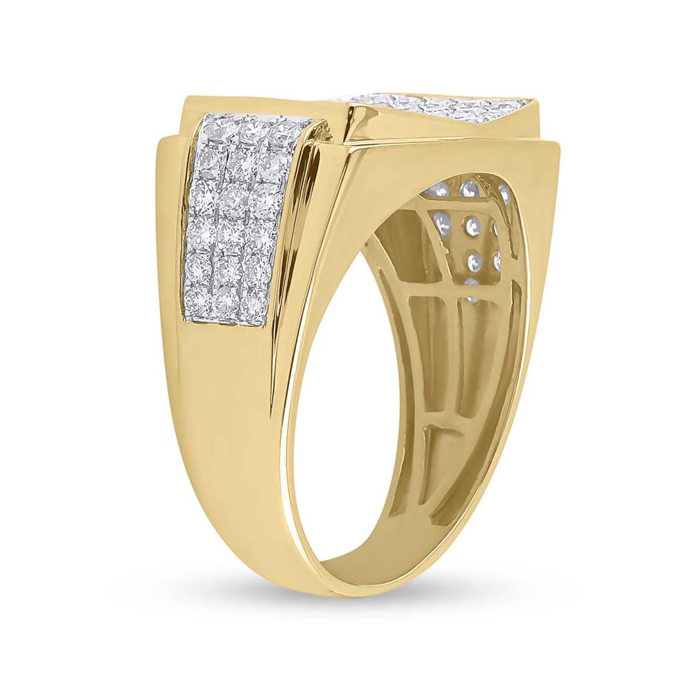 10kt Yellow Gold Mens Round Diamond Cluster Ring 2 Cttw