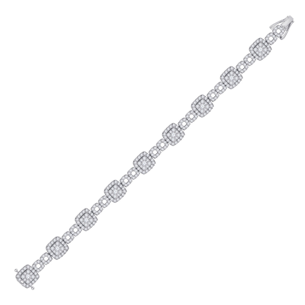 14kt White Gold Womens Round Diamond Square Link Bracelet 5-3/4 Cttw