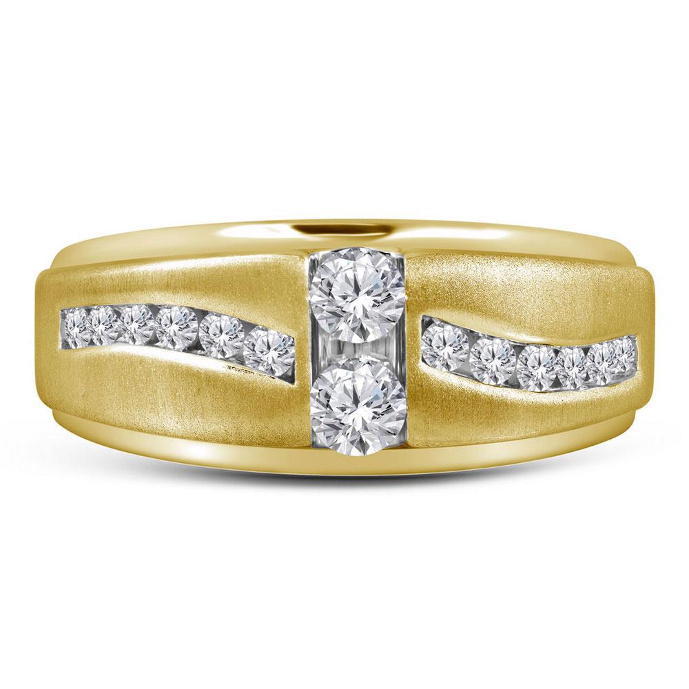 10kt Brush Finished Yellow Gold Mens Round Diamond Wedding Band Ring 5/8 Cttw