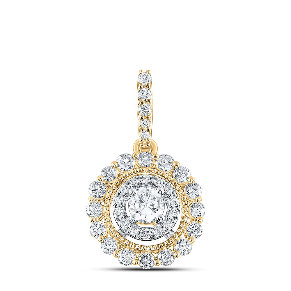 10kt Yellow Gold Womens Round Diamond Fashion Pendant 3/4 Cttw