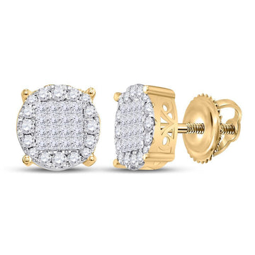 14kt Yellow Gold Womens Princess Round Diamond Cluster Earrings 1 Cttw