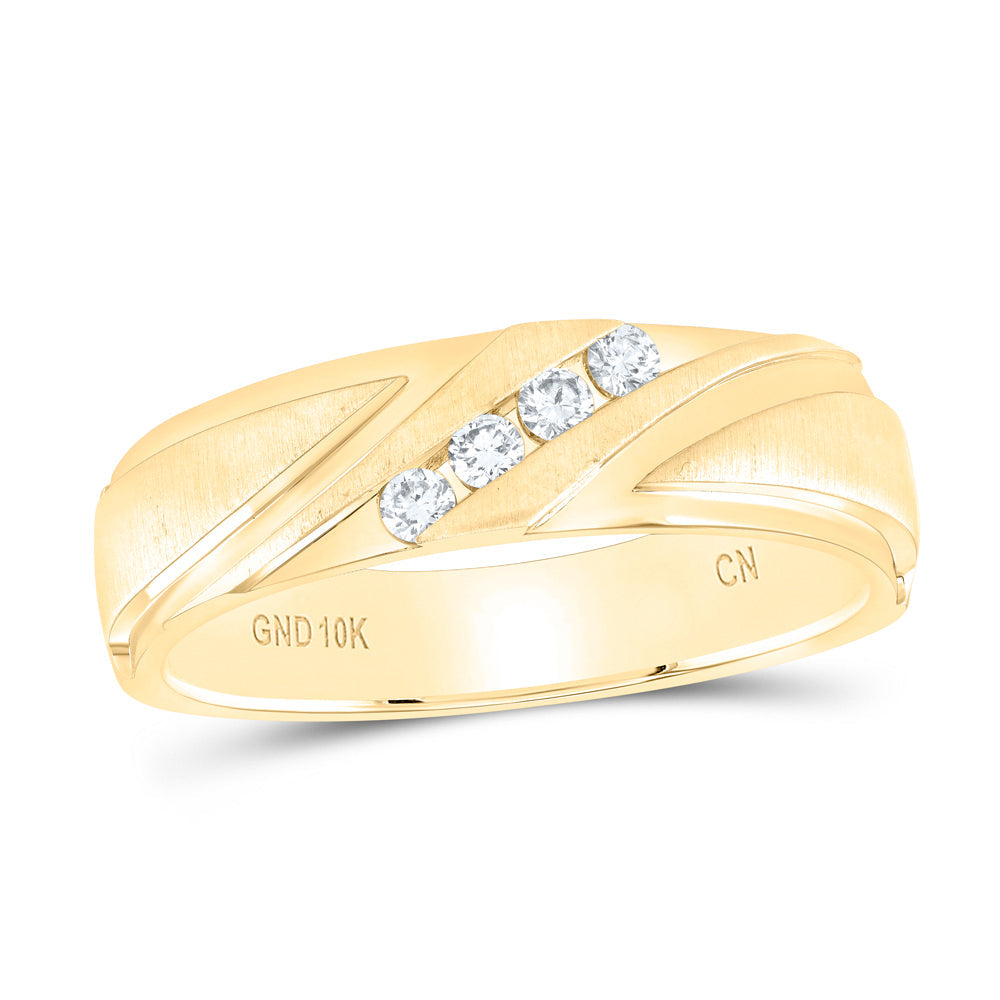 10kt Yellow Gold Mens Round Diamond Wedding Band Ring 1/6 Cttw