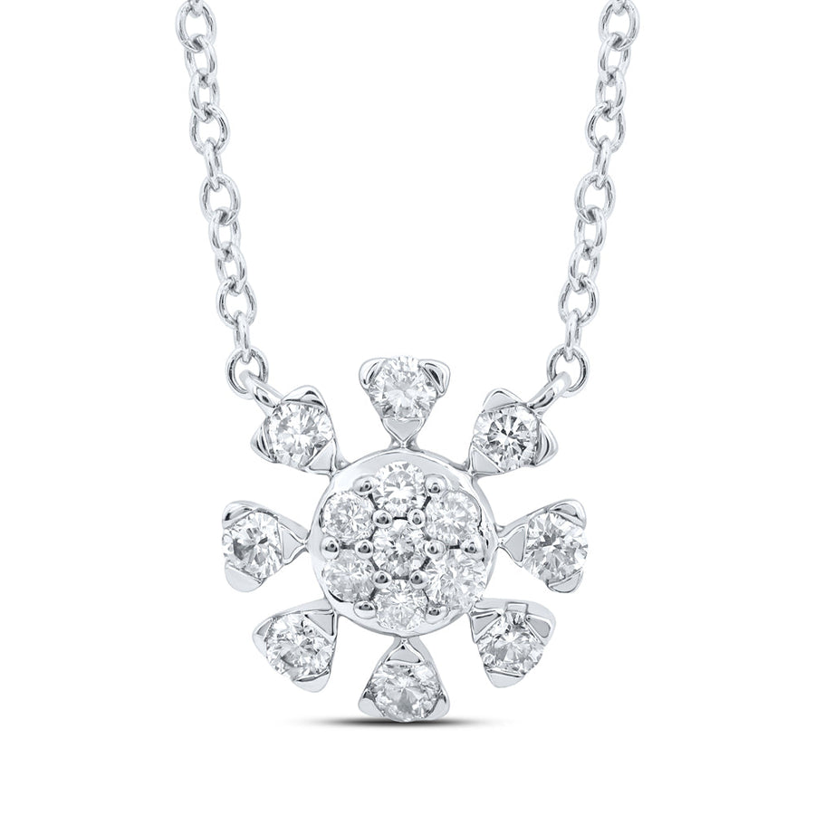 14kt White Gold Womens Round Diamond 18-inch Cluster Necklace 1/3 Cttw