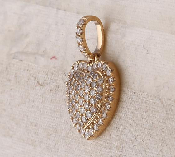 14kt Yellow Gold Womens Round Diamond Heart Pendant 1/2 Cttw