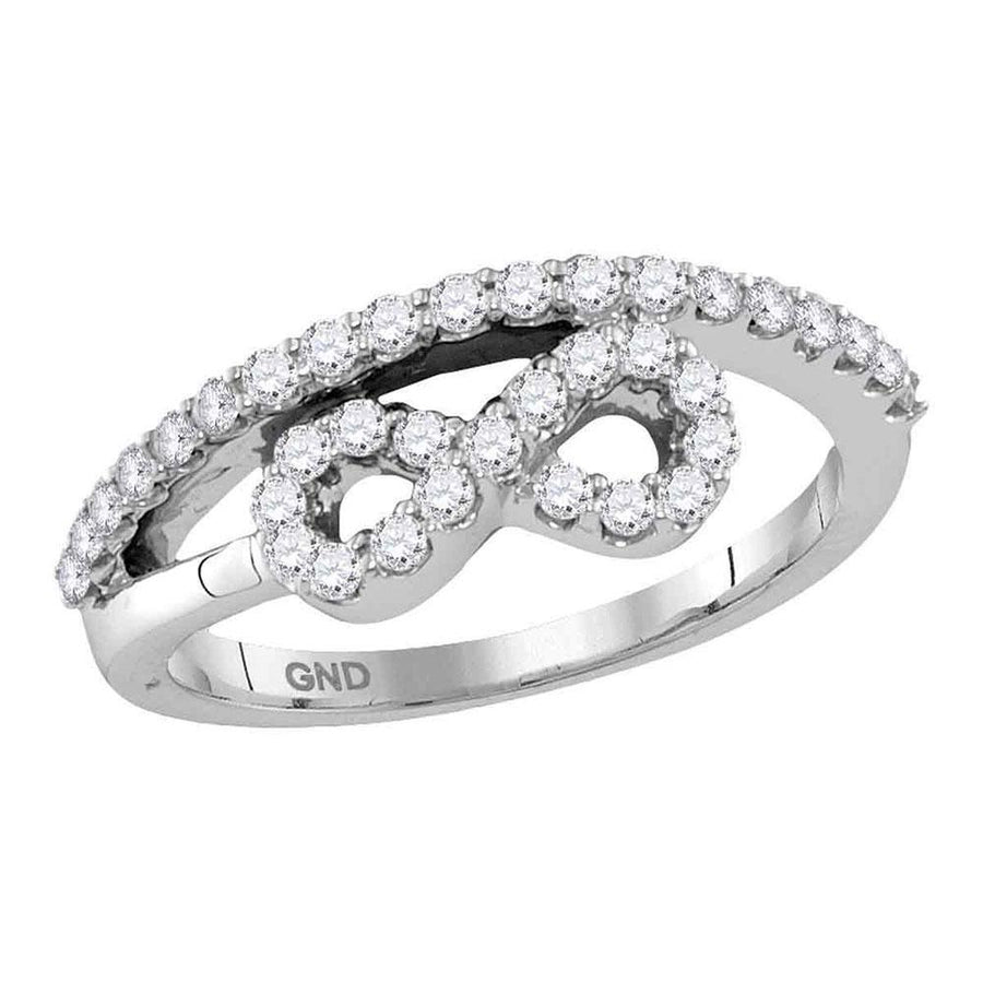 10kt White Gold Womens Round Diamond Woven Infinity Band Ring 1/2 Cttw