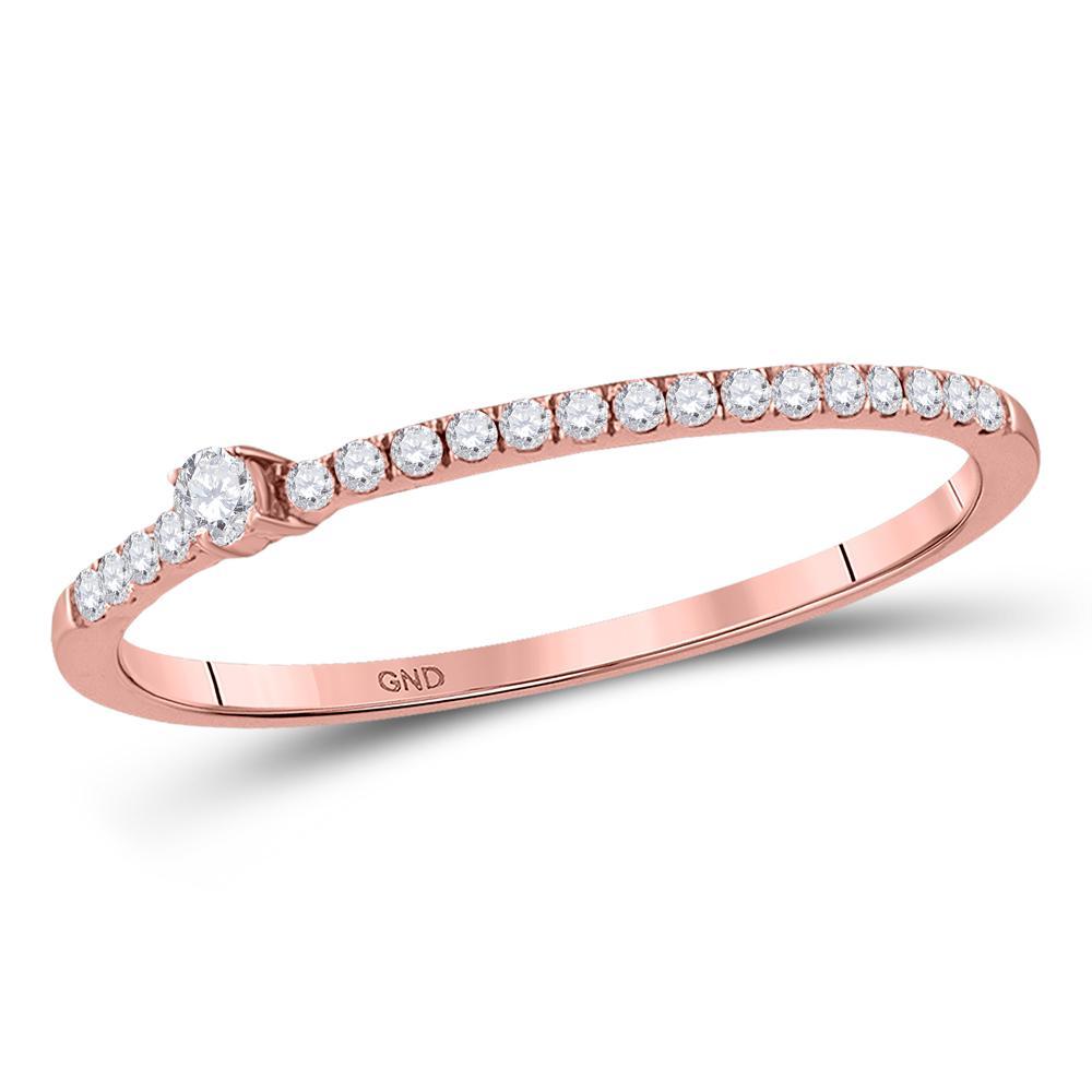 10kt Rose Gold Womens Round Diamond Solitaire Stackable Band Ring 1/6 Cttw