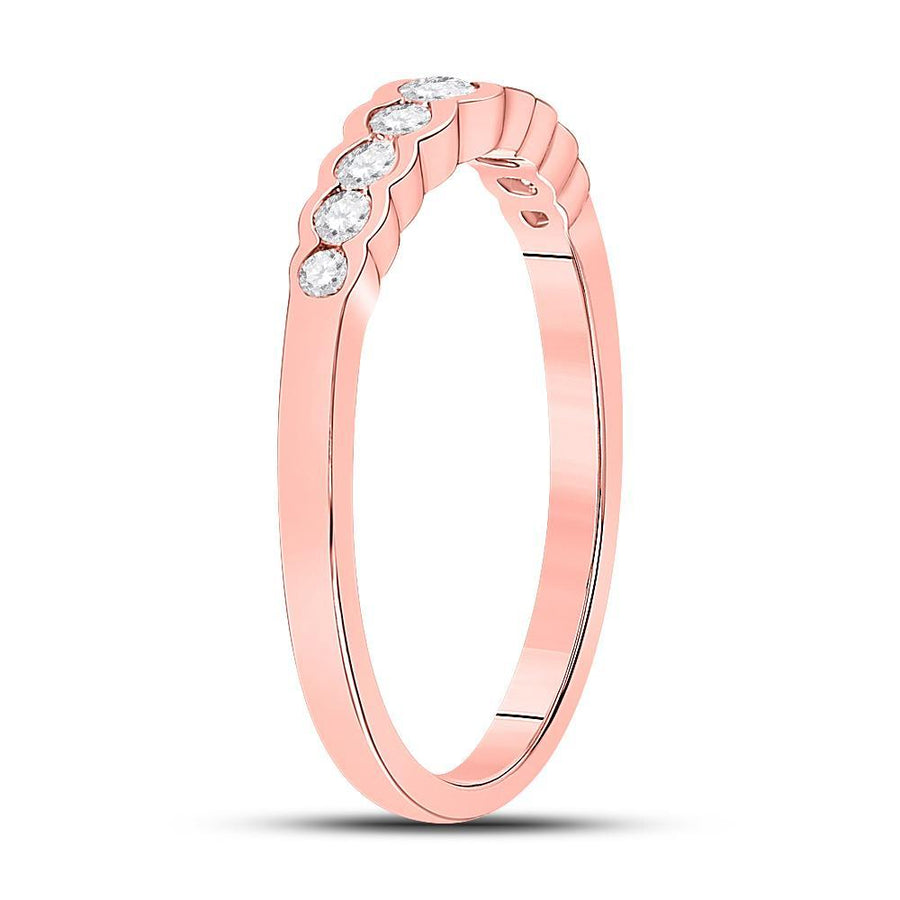 10kt Rose Gold Womens Round Diamond Stackable Band Ring 1/3 Cttw