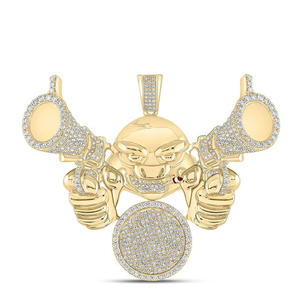 10kt Yellow Gold Mens Round Diamond Hold Up Charm Pendant 3-1/4 Cttw