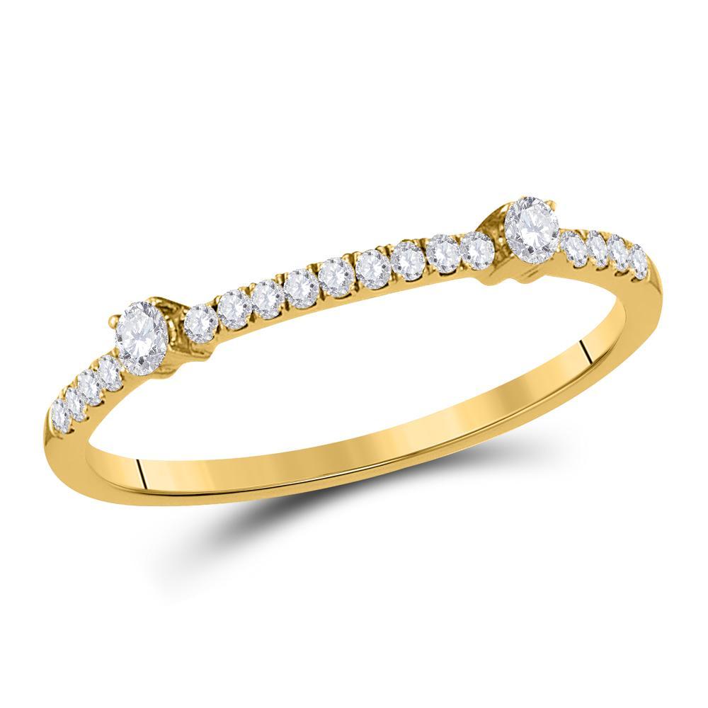 10kt Yellow Gold Womens Round Diamond Single Row Stackable Band Ring 1/6 Cttw