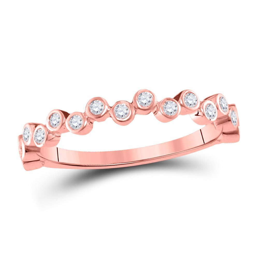 10kt Rose Gold Womens Round Diamond Stackable Band Ring 1/4 Cttw