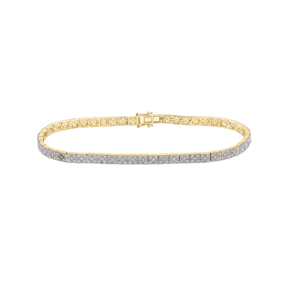 10kt Yellow Gold Mens Round Diamond Studded Link Bracelet 4-1/3 Cttw