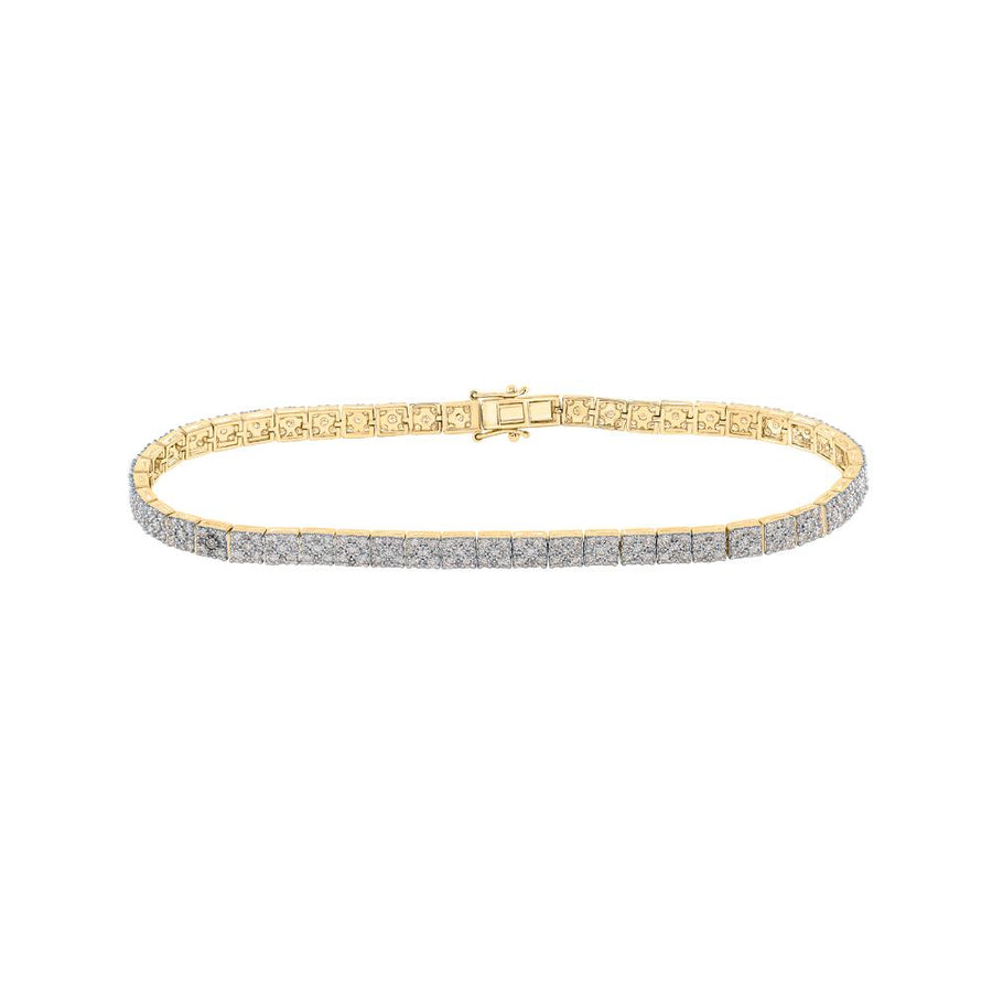 10kt Yellow Gold Mens Round Diamond Studded Link Bracelet 4-1/3 Cttw
