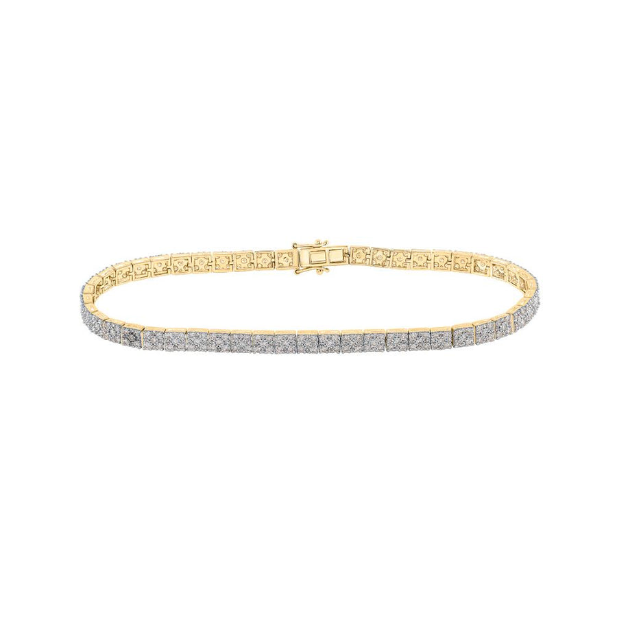 10kt Yellow Gold Mens Round Diamond Studded Link Bracelet 4-1/3 Cttw