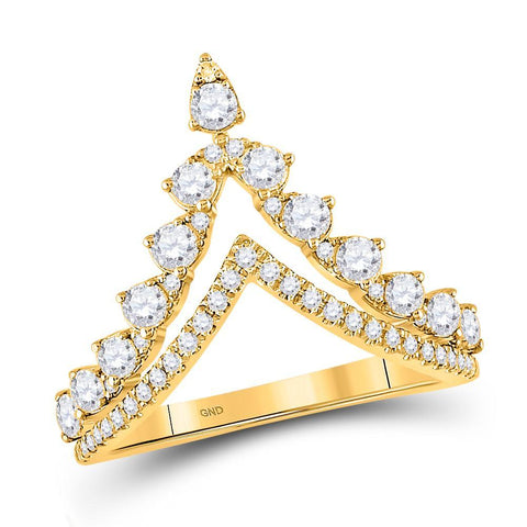 14kt Yellow Gold Womens Round Diamond Chevron Band Ring 3/4 Cttw