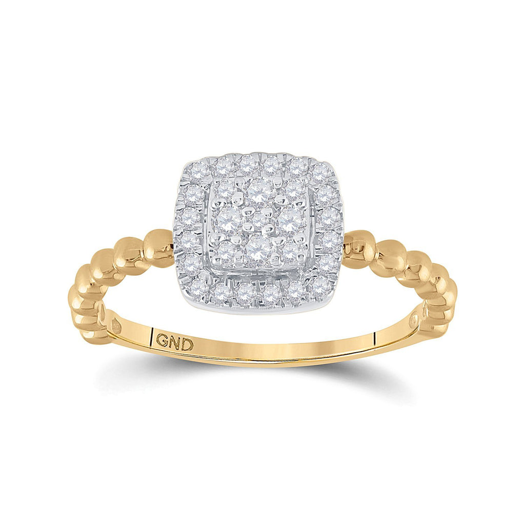 10kt Yellow Gold Womens Round Diamond Square Ring 1/3 Cttw