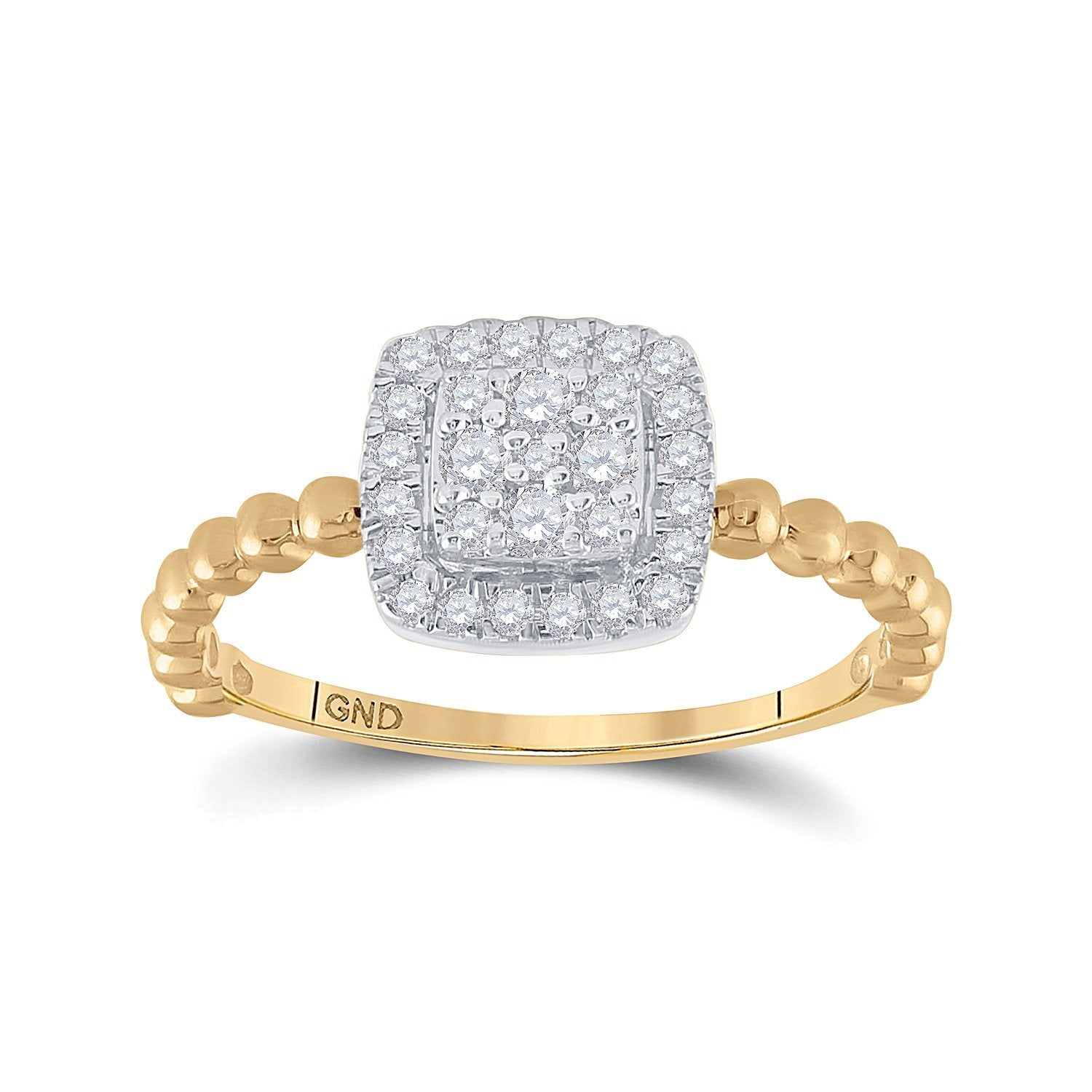 10kt Yellow Gold Womens Round Diamond Square Ring 1/3 Cttw