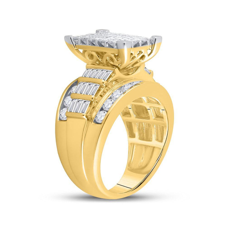 14kt Yellow Gold Princess Diamond Cluster Bridal Wedding Engagement Ring 3 Cttw