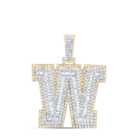 10kt Yellow Gold Mens Round Diamond W Initial Letter Charm Pendant 1-3/8 Cttw