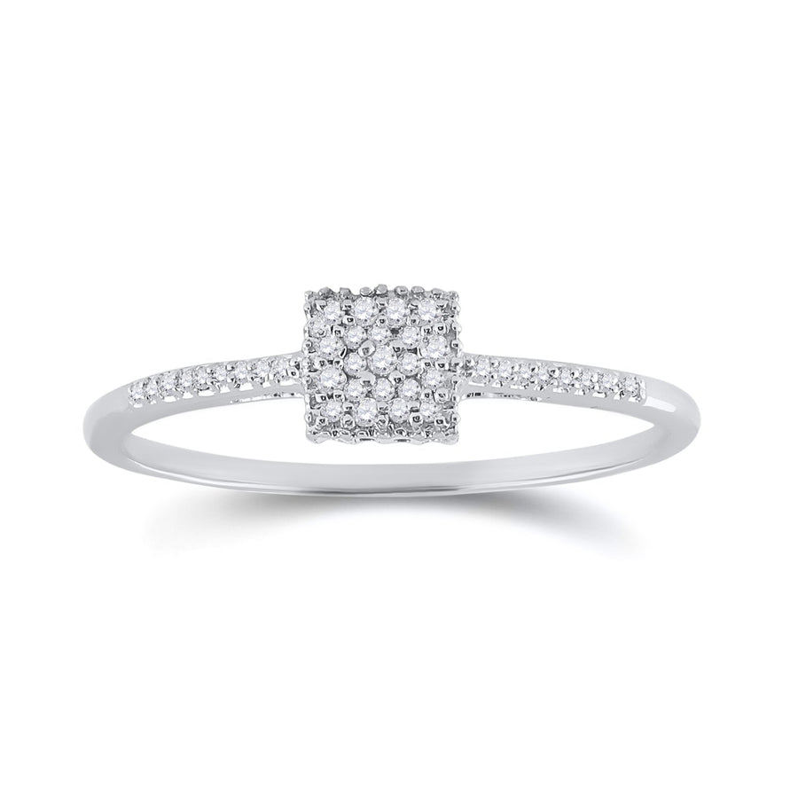 10kt White Gold Womens Round Diamond Square Cluster Ring 1/20 Cttw