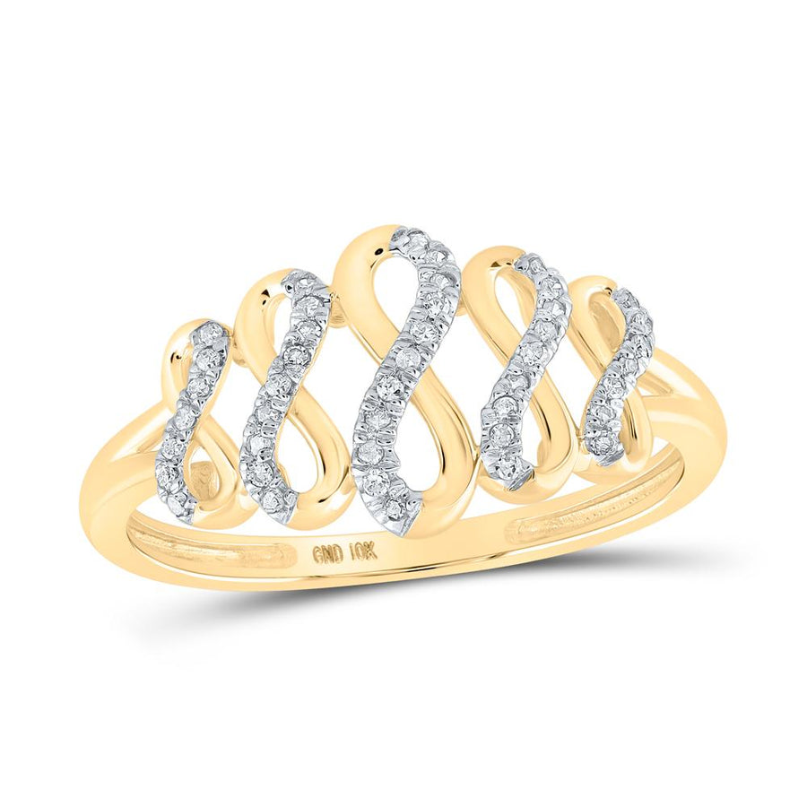 10kt Yellow Gold Womens Round Diamond Fashion Infinity Ring 1/10 Cttw