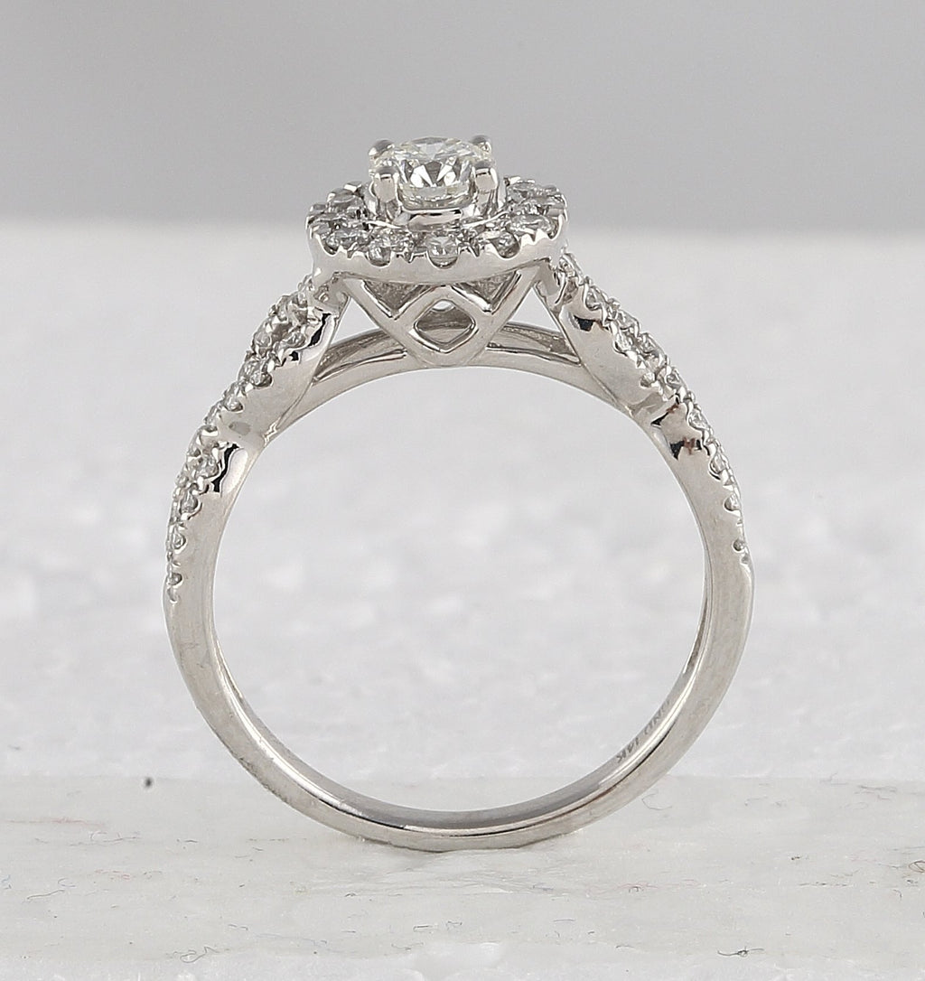 14kt White Gold Round Diamond Bridal Wedding Ring Band Set 1 Cttw