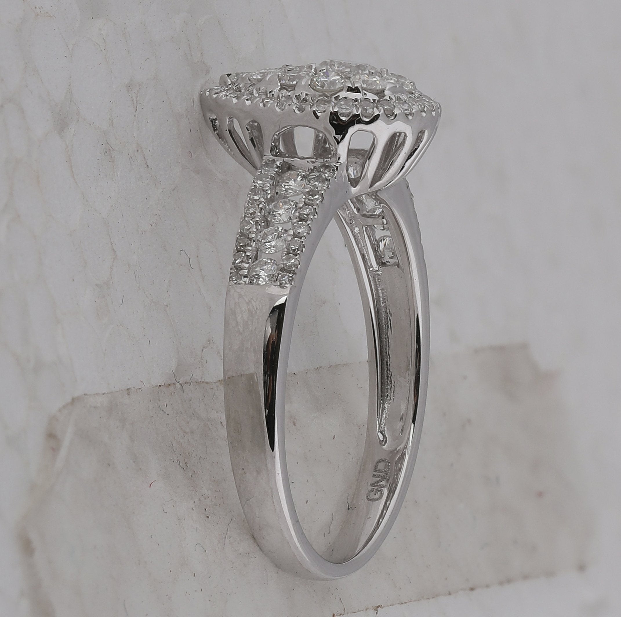 14kt White Gold Round Diamond Cluster Bridal Wedding Engagement Ring 3/4 Cttw