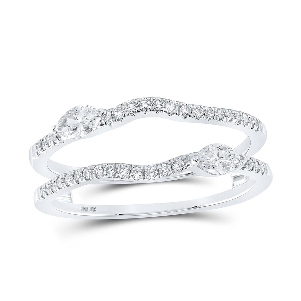 10kt White Gold Womens Round Diamond Wrap Enhancer Wedding Band 3/8 Cttw