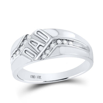 10kt White Gold Mens Round Diamond Dad Father Ring 1/8 Cttw
