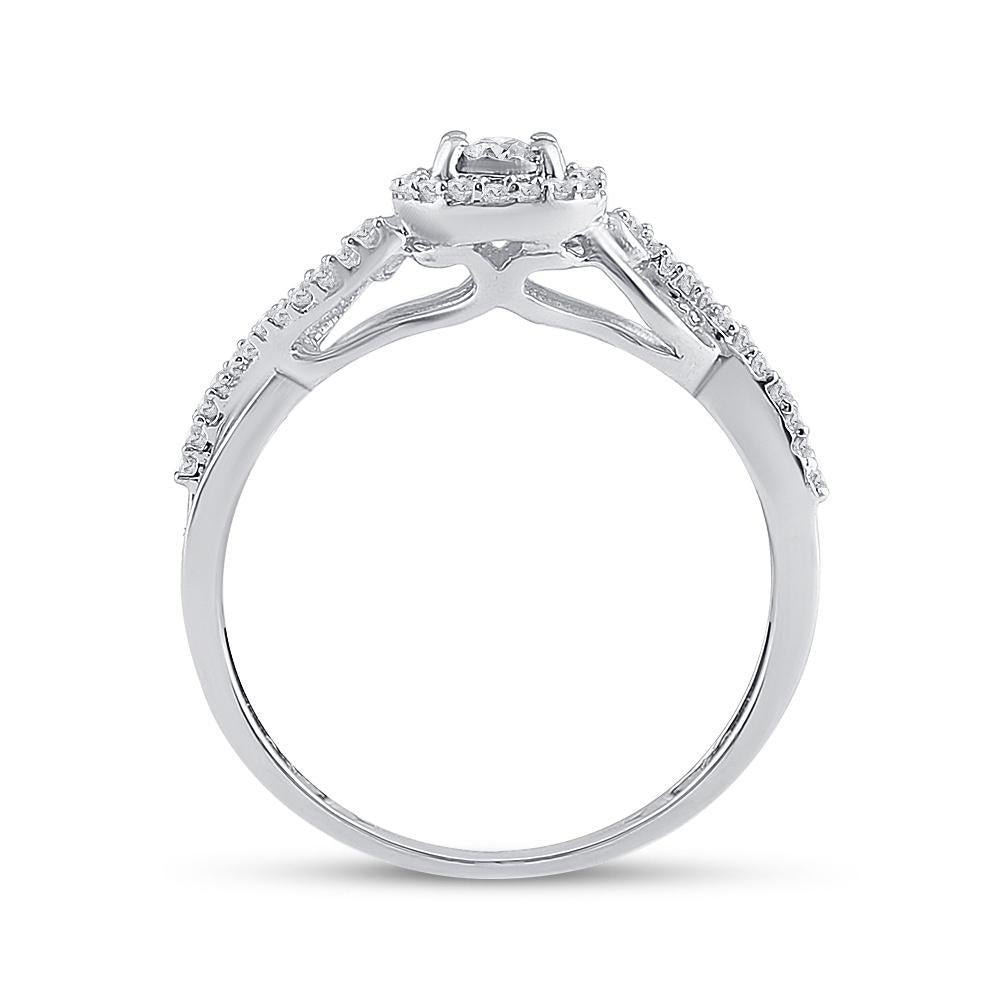 Sterling Silver Womens Round Diamond Halo Promise Ring 1/5 Cttw