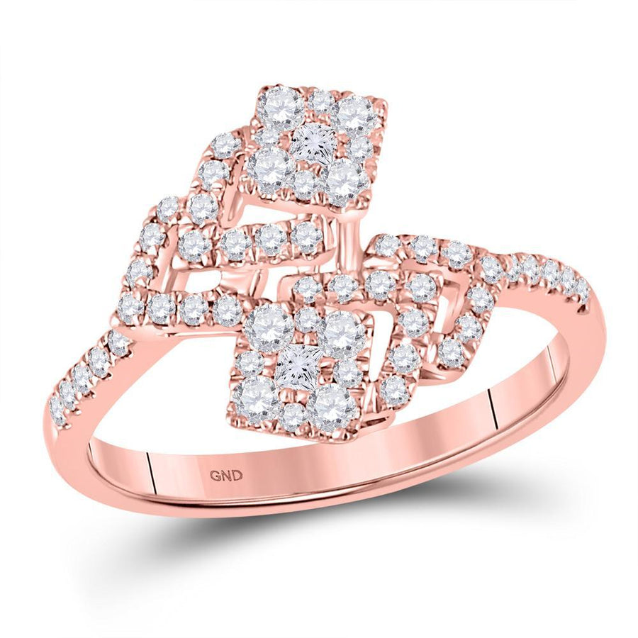 14kt Rose Gold Womens Round Diamond Fashion Ring 1/2 Cttw