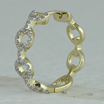 10kt Yellow Gold Womens Round Diamond Cable Link Hoop Earrings 1/3 Cttw
