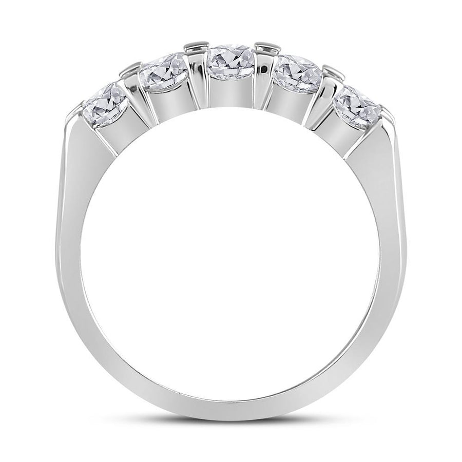 14kt White Gold Womens Machine Set Round Diamond 5-stone Wedding Band 1 Cttw