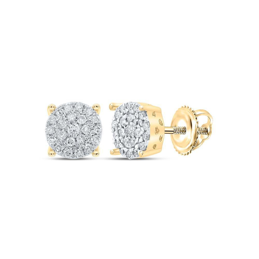 10kt Yellow Gold Womens Round Diamond Cluster Earrings 1/4 Cttw