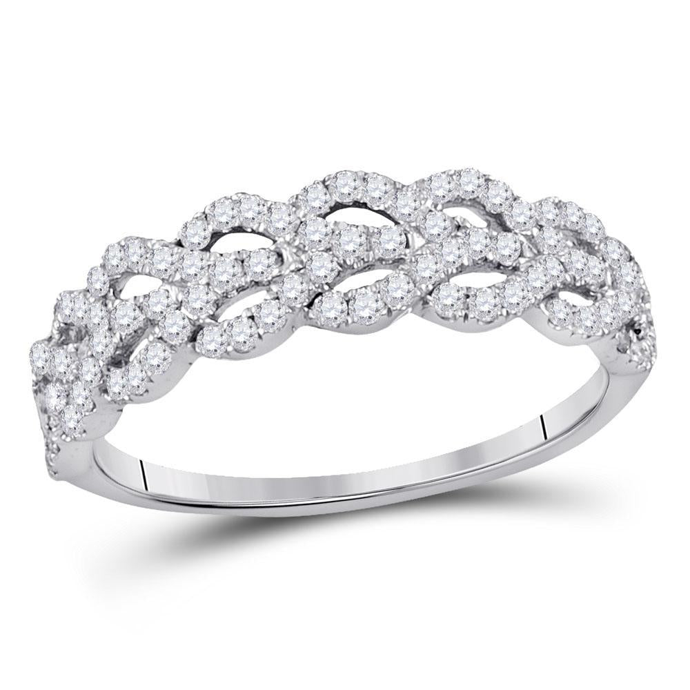 10kt White Gold Womens Round Diamond Fashion Band Ring 3/8 Cttw
