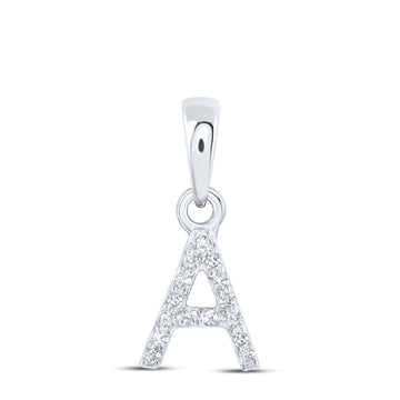 10kt White Gold Womens Round Diamond A Initial Letter Pendant .03 Cttw