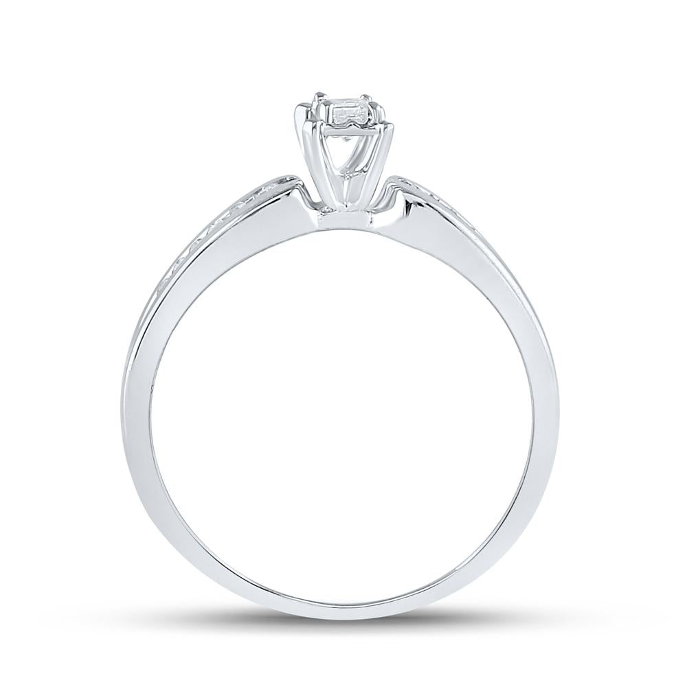 10kt White Gold Womens Princess Diamond Solitaire Promise Ring 1/6 Cttw