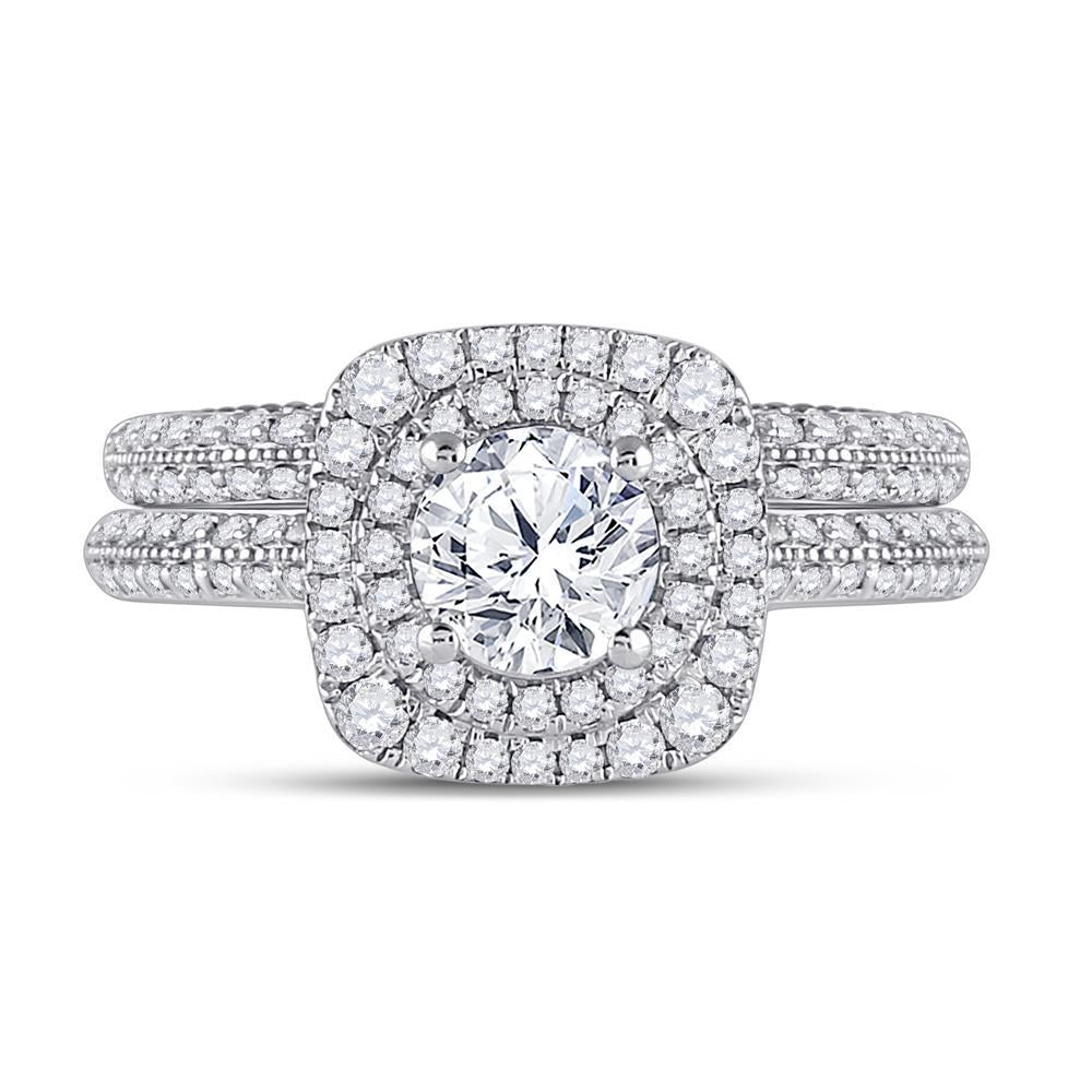 14kt Two-tone Gold Round Diamond Bridal Wedding Ring Band Set 1-7/8 Cttw