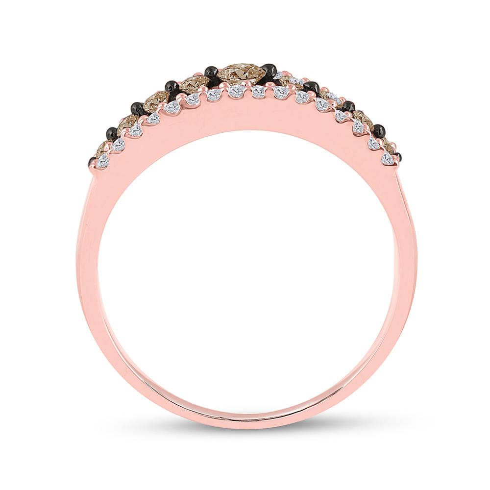 10kt Rose Gold Womens Round Brown Diamond Band Ring 1/2 Cttw