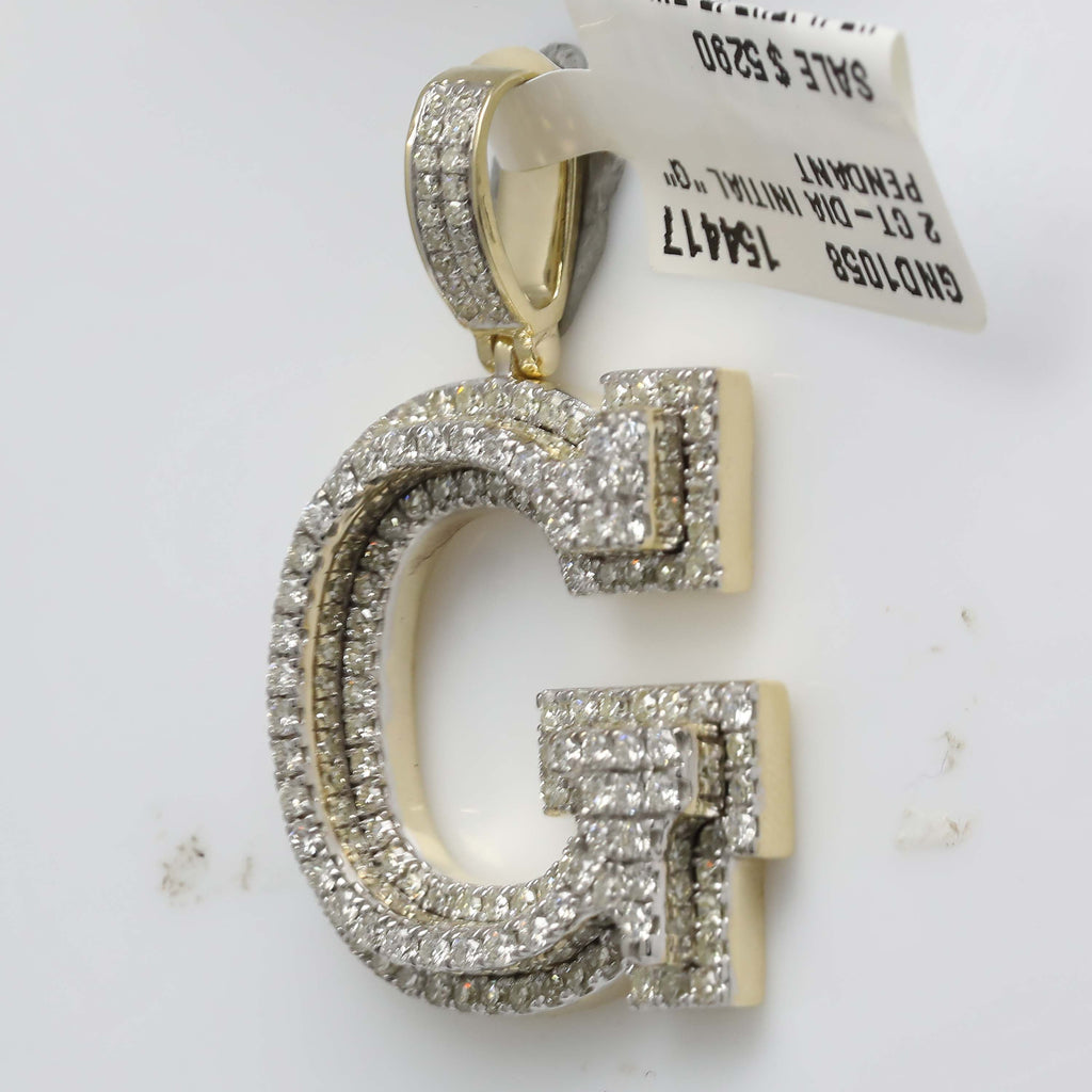 10kt Yellow Gold Mens Round Diamond Initial G Charm Pendant 2 Cttw
