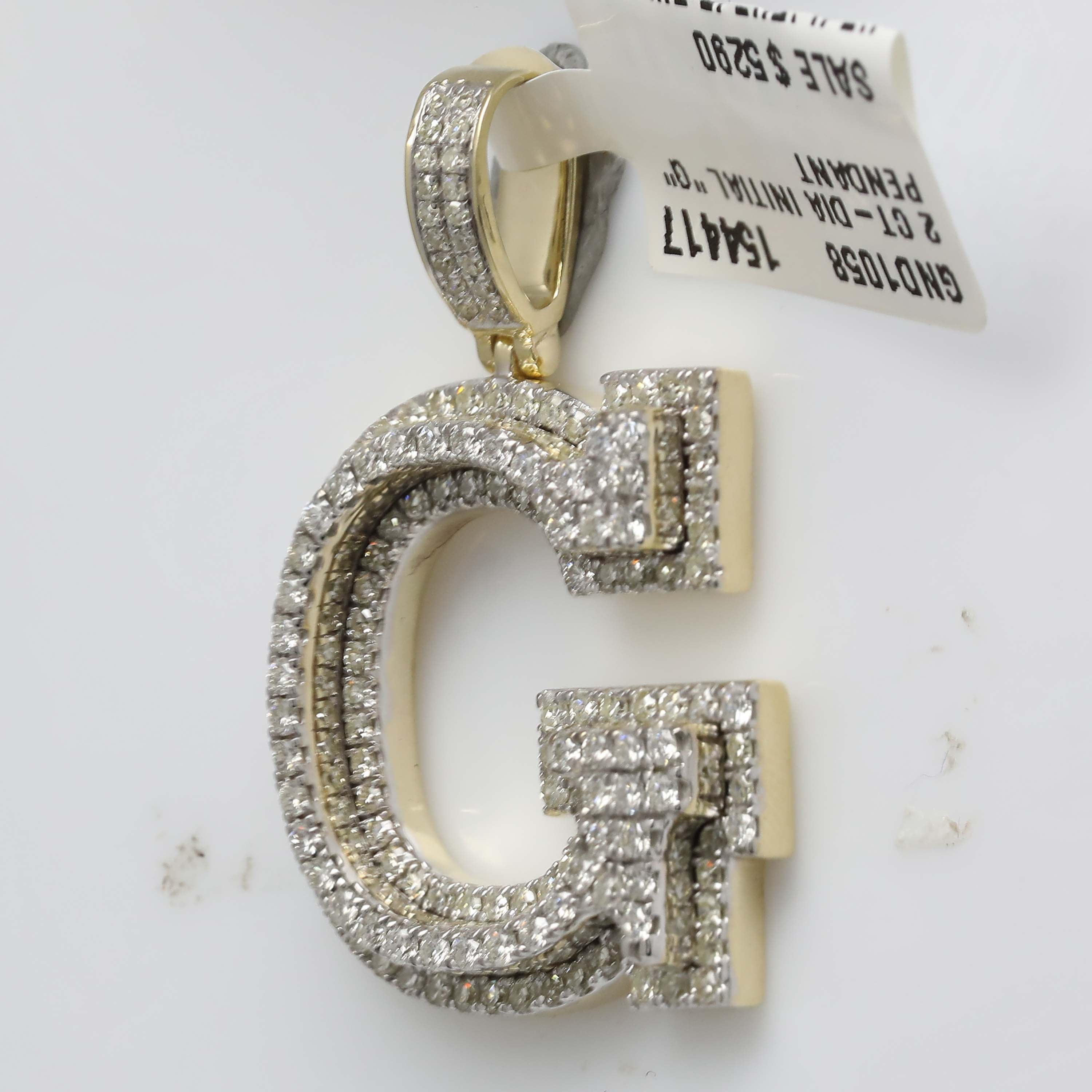10kt Yellow Gold Mens Round Diamond Initial G Charm Pendant 2 Cttw