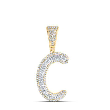 10kt Two-tone Gold Mens Round Diamond C Initial Letter Charm Pendant 5/8 Cttw
