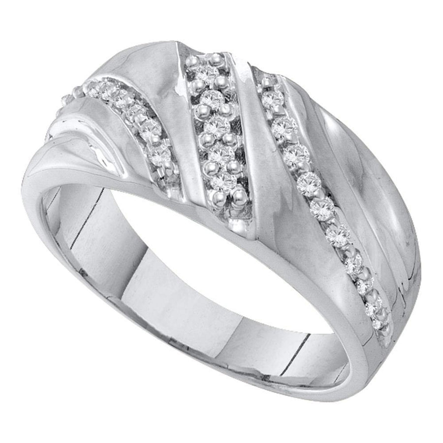 10kt White Gold Mens Round Diamond Band Ring 1/4 Cttw